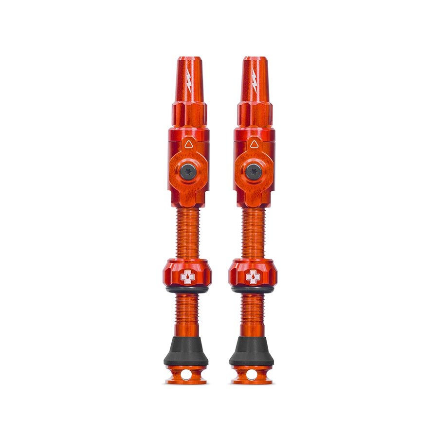 Tubeless Valves Muc-Off Muc-Off Big Bore Lite Tubeless Valve 75mm Pair - Orange Firebrick