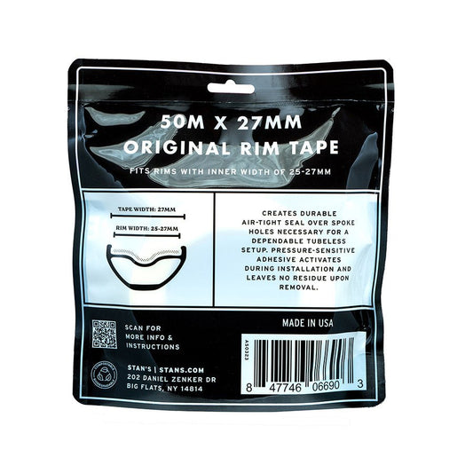 Tubeless Tape Stans No Tubes Stans Original Tubeless Rim Tape - 27mm x 50m Roll Black