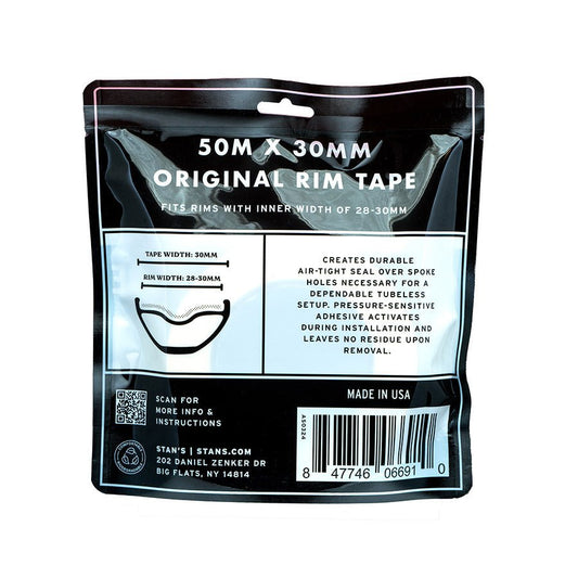 Tubeless Tape Stans No Tubes Stans Original Tubeless Rim Tape - 30mm x 50m Roll Black