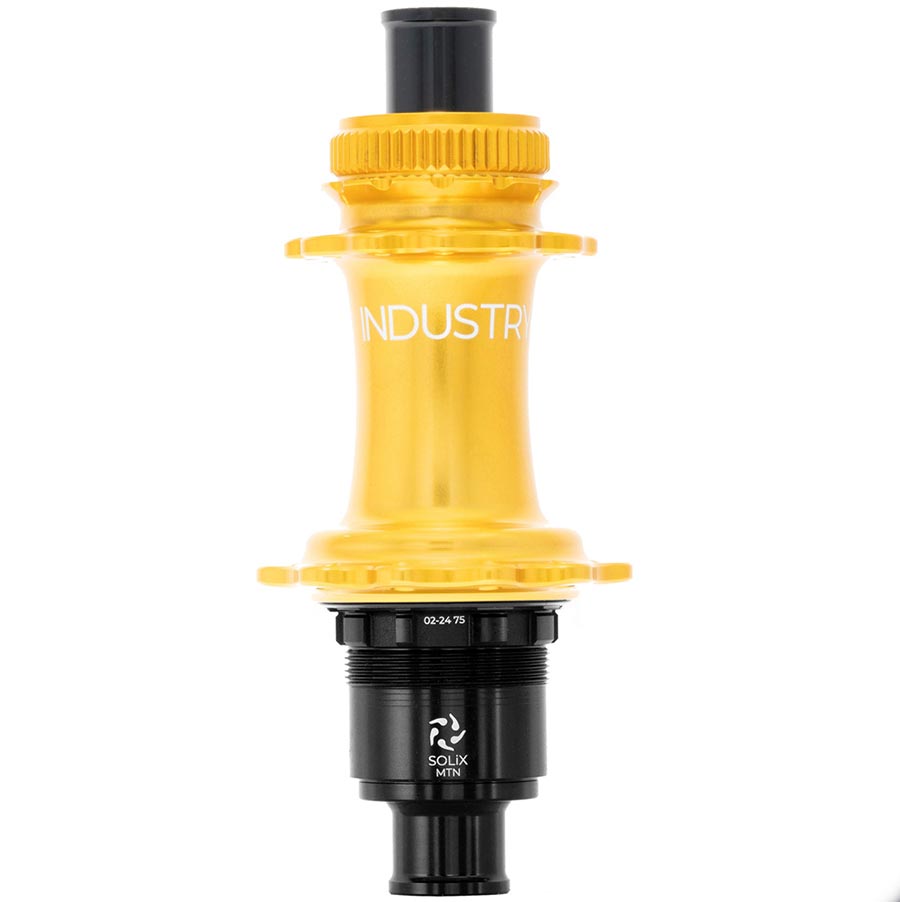 Disc Hubs Industry Nine Industry Nine Solix M Classic Rear MS Disc Hub Rear 24H 12mm TA 148mm Shimano Micro Spline Gold Sandy Brown