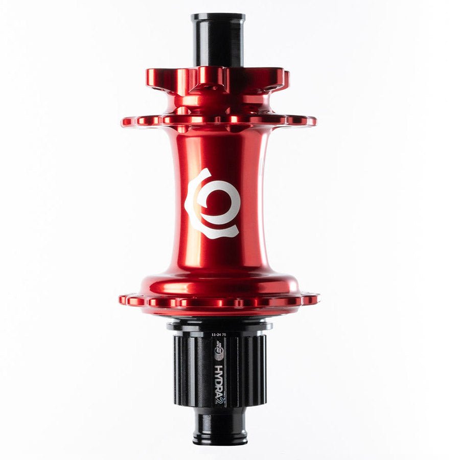Disc Hubs Industry Nine Industry Nine Hydra 2 Boost MicroSpline Disc Hub Rear 28H 12mm TA 148mm Shimano Micro Spline Red White Smoke