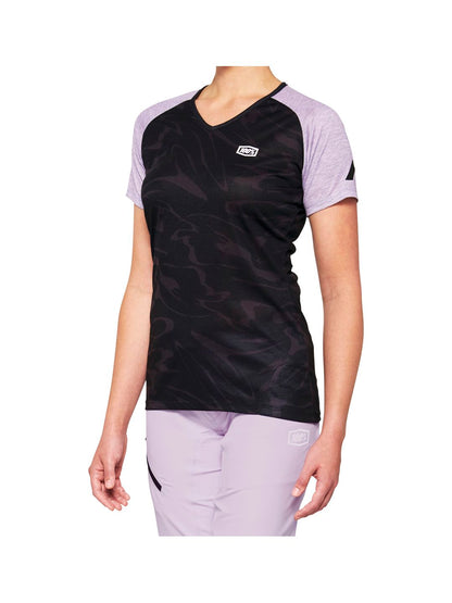 100% Airmatic Jersey - Black/Lavender Short Sleeve Womens Small