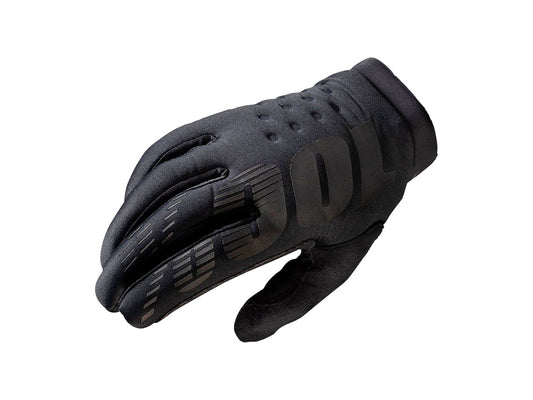 100% Brisker Gloves - Black Full Finger Mens Small