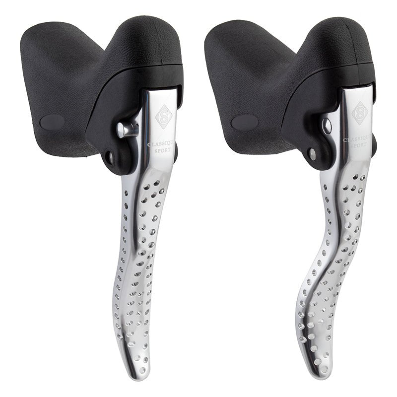 Brake Levers Origin8 Origin8 Classique Sport Road Levers Black/Silver Pair Light Gray