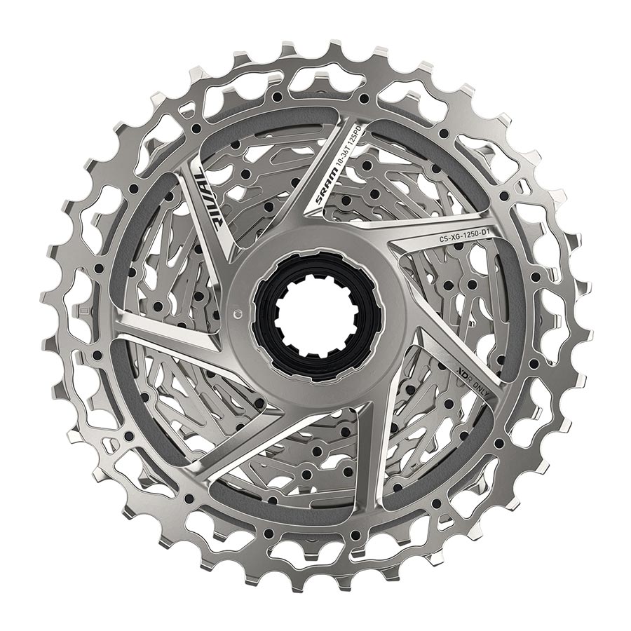 Cassettes and Cogs SRAM SRAM Rival AXS XG-1250 Cassette - 12-Speed 10-36t Silver For XDR Driver Body D1 Slate Gray