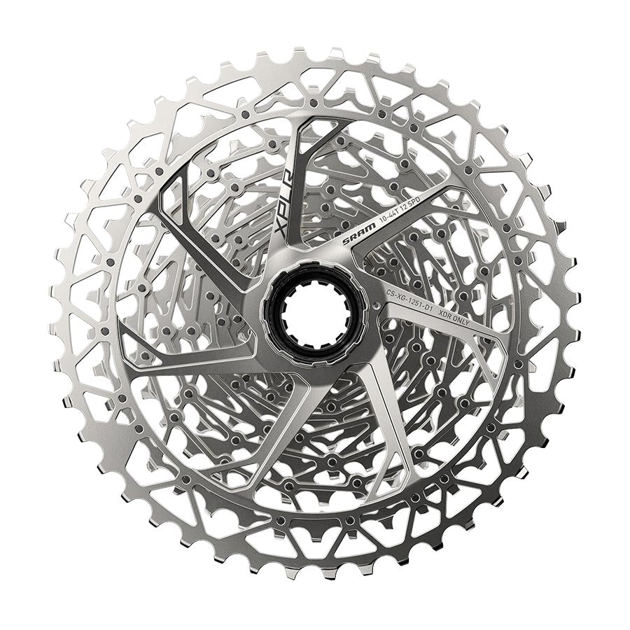 Cassettes and Cogs SRAM SRAM XPLR XG-1251 Cassette - 12-Speed 10-44t Silver For XDR Driver Body D1 Gray
