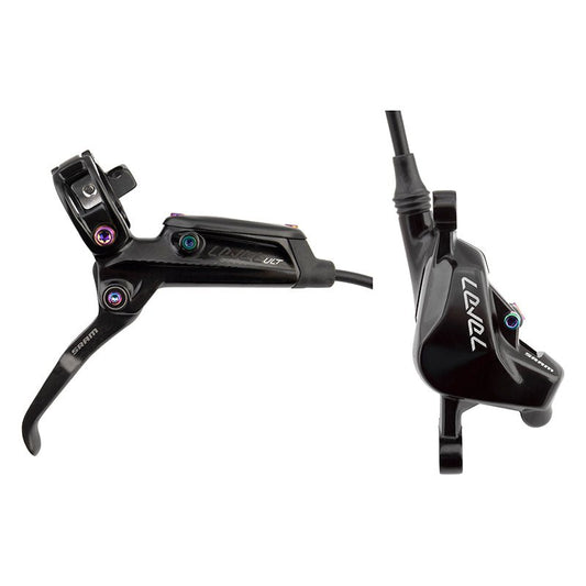 Disc Brake & Lever SRAM SRAM Level Ultimate Disc Brake Lever - Rear Hydraulic Post Mount BLK Rainbow Hardware B1 Dark Slate Gray