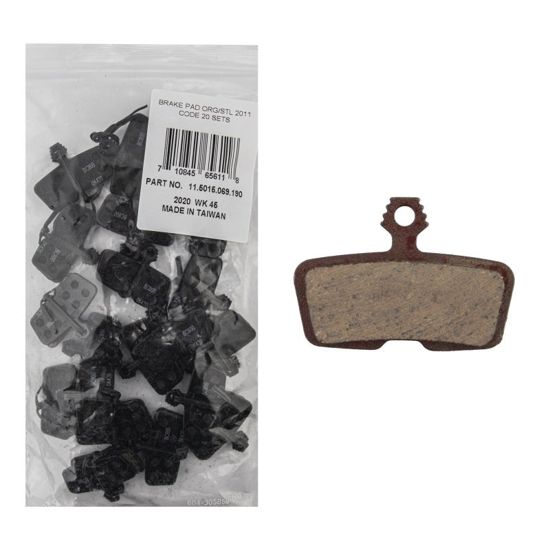 Disc Brake Pads SRAM SRAM Disc Brake Pads - Organic Compound Steel Backed Quiet For Code/Code R/Code RSC/Guide RE Bulk Box of 20 Dark Gray