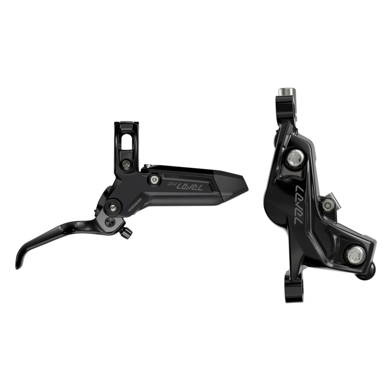 Disc Brake & Lever SRAM SRAM Level Silver Stealth Disc Brake Lever - Rear Post Mount 4-Piston Aluminum Lever SS Hardware BLK C1 Dark Slate Gray