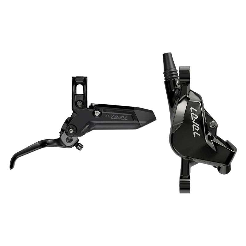 Disc Brake & Lever SRAM SRAM Level Silver Stealth Disc Brake Lever - Front Post Mount 2-Piston Aluminum Lever SS Hardware BLK C1 Dark Slate Gray