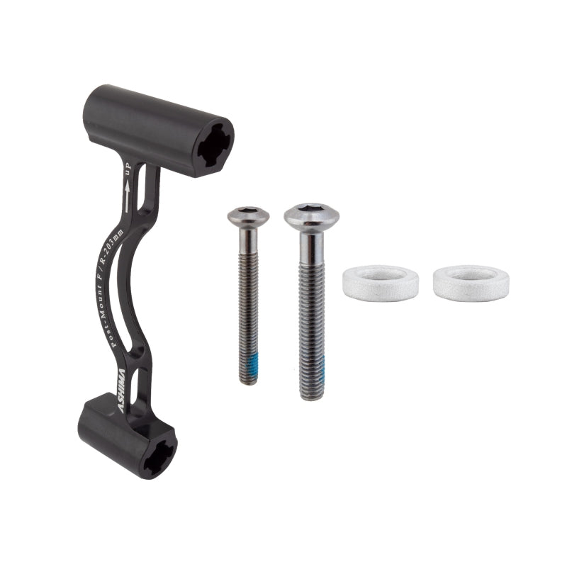 Origin8 TorqLite Post Mount Disc Adapter FT/RR 160mm to 203mm Post Mount Post Mount Black +43mm