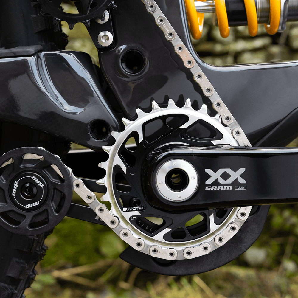 Burgtec 3mm Offset Thick Thin Chainring SRAM 8-Bolt 28T Blk