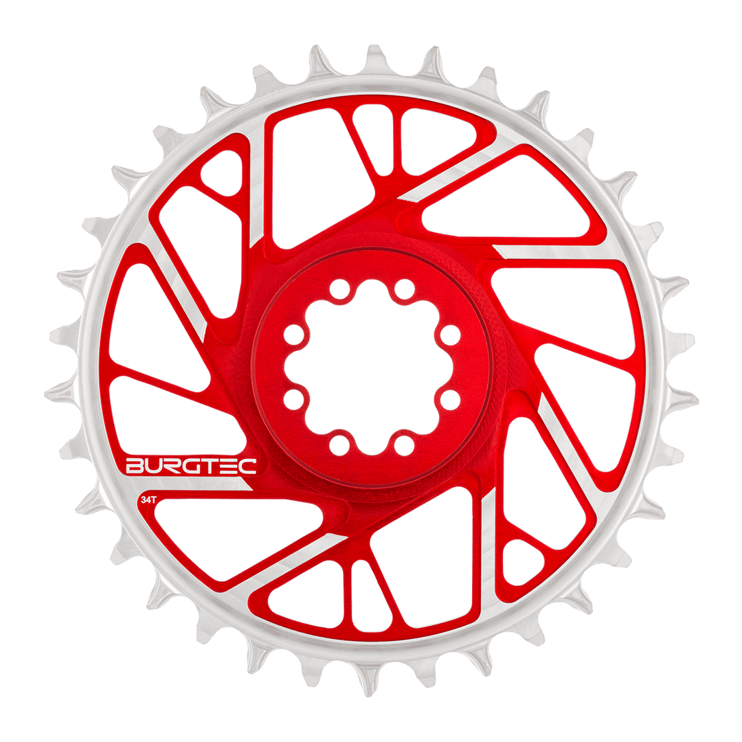 Burgtec 3mm Offset Thick Thin Chainring SRAM 8-Bolt 34T Red