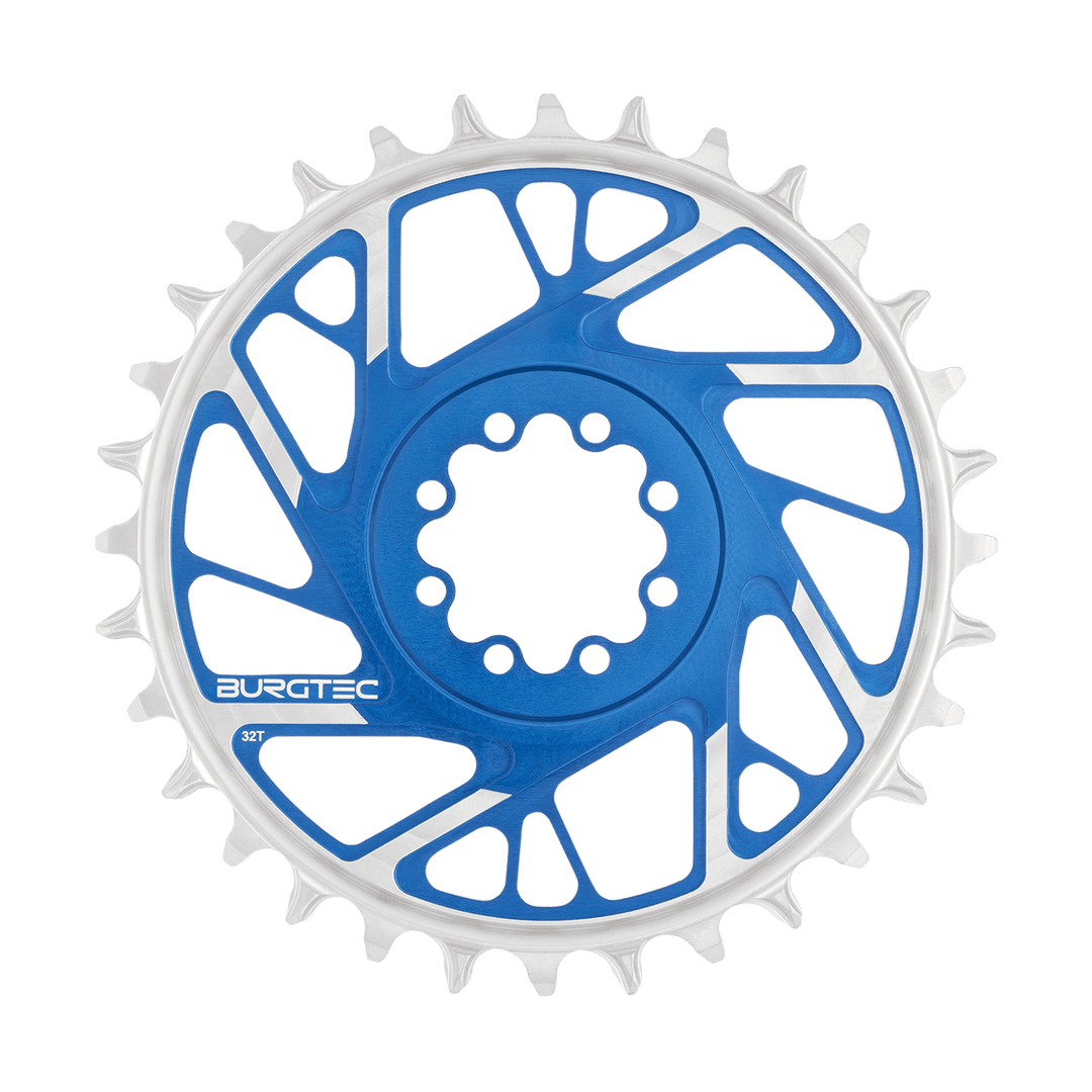 Burgtec 3mm Offset Thick Thin Chainring SRAM 8-Bolt 32T Blue