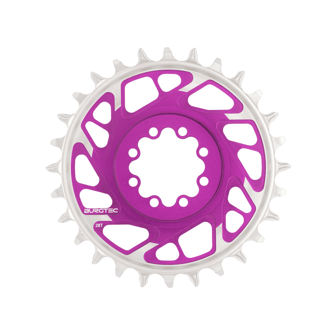 Burgtec 3mm Offset Thick Thin Chainring SRAM 8-Bolt 28T Purp