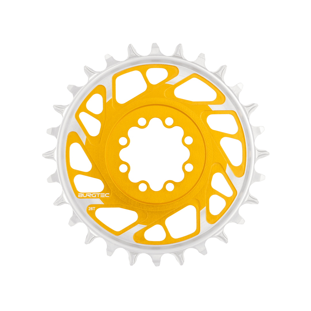 Burgtec 3mm Offset Thick Thin Chainring SRAM 8-Bolt 28T Gold