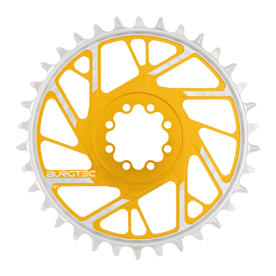 Burgtec 3mm Offset Thick Thin Chainring SRAM 8-Bolt 34T Gold