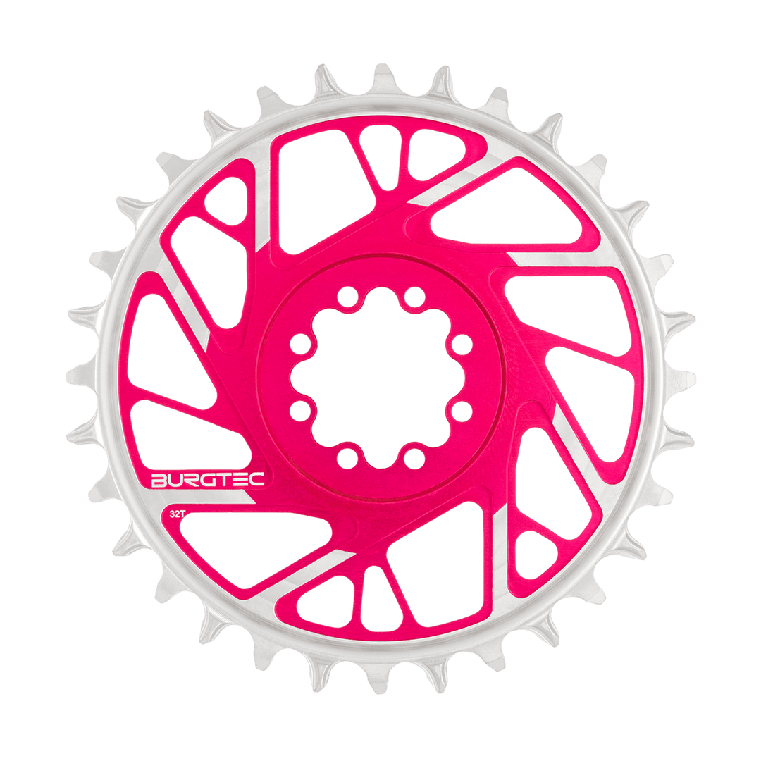 Burgtec 3mm Offset Thick Thin Chainring SRAM 8-Bolt 32T Pink