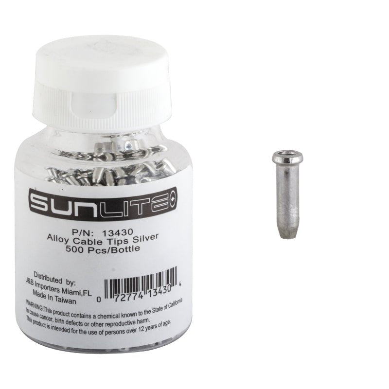 Cables and Housing Sunlite Sunlite Cable Tips  Silver Bottle of 500 Light Gray