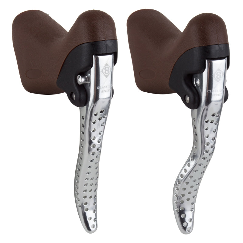 Origin8 Classique Sport Road Levers Brown/Silver Pair