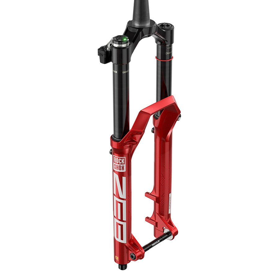 Suspension Fork RockShox RockShox ZEB Ultimate Flight Attendant Charger 3.1 Suspension Fork - 29" 170 mm 15 x 110 mm 44 mm Offset Electric Red A3 Saddle Brown