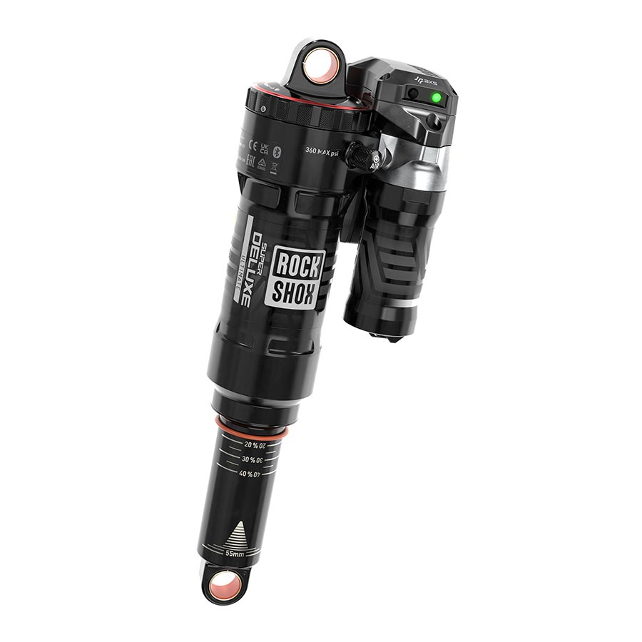 Rear Shocks RockShox RockShox Super Deluxe Flight Attendant Rear shock 210x55 Shaft Eyelet: Standard Body Eyelet: No Bushing - 90 Deg Rotation 0Neg/0Pos Token Reb55/Comp34 Lockout6 Dark Slate Gray