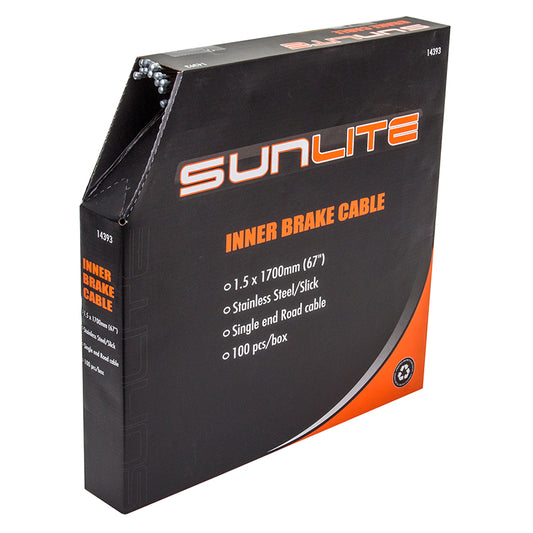 Sunlite Brake Cables Road 1700mm 1.5mm Slick Silver 100/bx