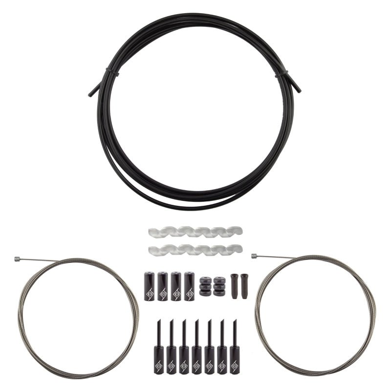 Cables and Housing Origin8 Origin8 Slick Compressionless 2x Gear Cable/Housing Kit Front and Rear 3200mm/2300mm & 2800mm 4mm/1.1mm Black MTB/Road Compressionless Dark Slate Gray