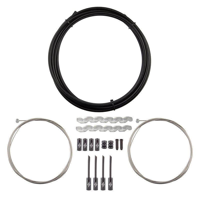 Cables and Housing Origin8 Origin8 Slick Compressionless MTB Brake Cable/Housing Kit Front and Rear 3000mm/1500mm & 2800mm 5mm/1.5mm Black MTB Compressionless Dark Slate Gray