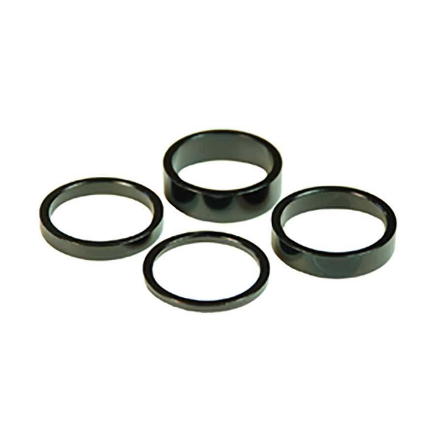 Headset Spacers Wheels Manufacturing Wheels Manufacturing Aluminum Headset Spacer - 1-1/8" Assorted 4pcs Black Dark Slate Gray