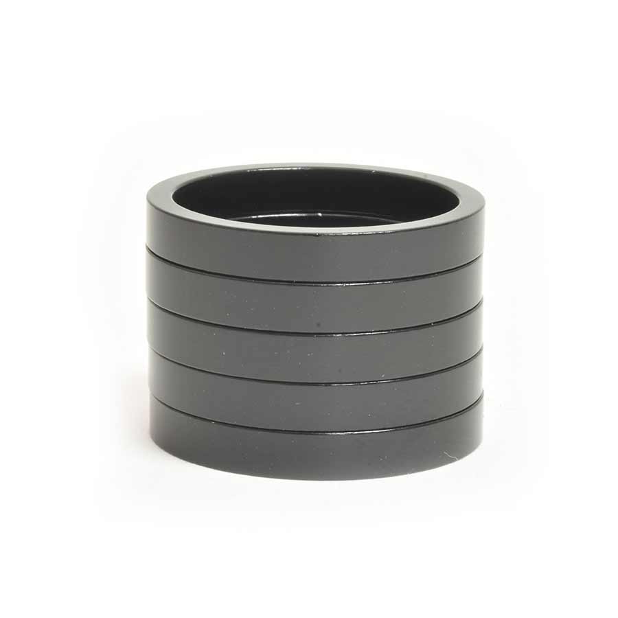 Headset Spacers Wheels Manufacturing Wheels Manufacturing Aluminum Headset Spacer - 1-1/8" 5mm Black 5-pack Dim Gray