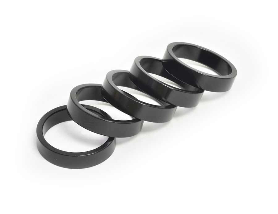 Headset Spacers Wheels Manufacturing Wheels Manufacturing Aluminum Headset Spacer - 1-1/8" 7.5mm Black 5-pack Dark Slate Gray