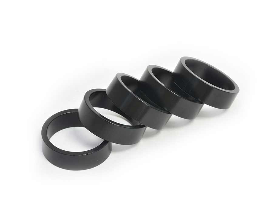Headset Spacers Wheels Manufacturing Wheels Manufacturing Aluminum Headset Spacer - 1-1/8" 10mm Black 5-pack White Smoke