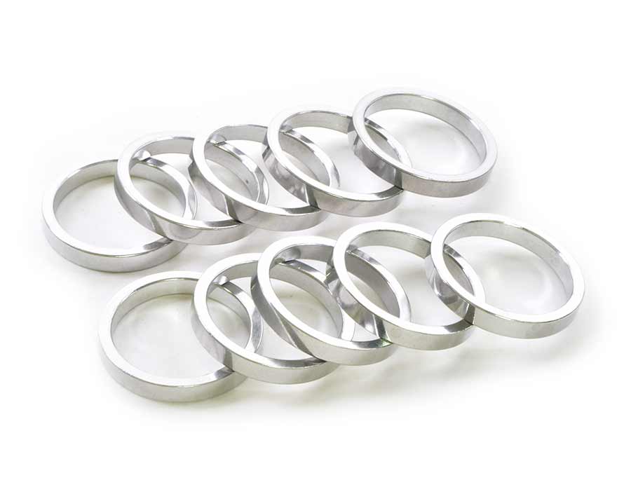 Headset Spacers Wheels Manufacturing Wheels Manufacturing Aluminum Headset Spacer - 1-1/8" 5mm Silver 5-pack Light Gray