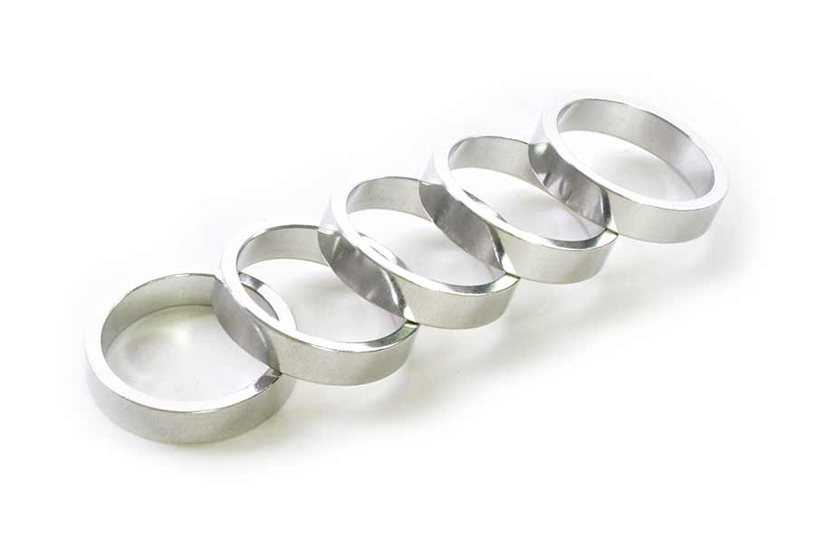 Headset Spacers Wheels Manufacturing Wheels Manufacturing Aluminum Headset Spacer - 1-1/8" 7.5mm Silver 5-pack Light Gray