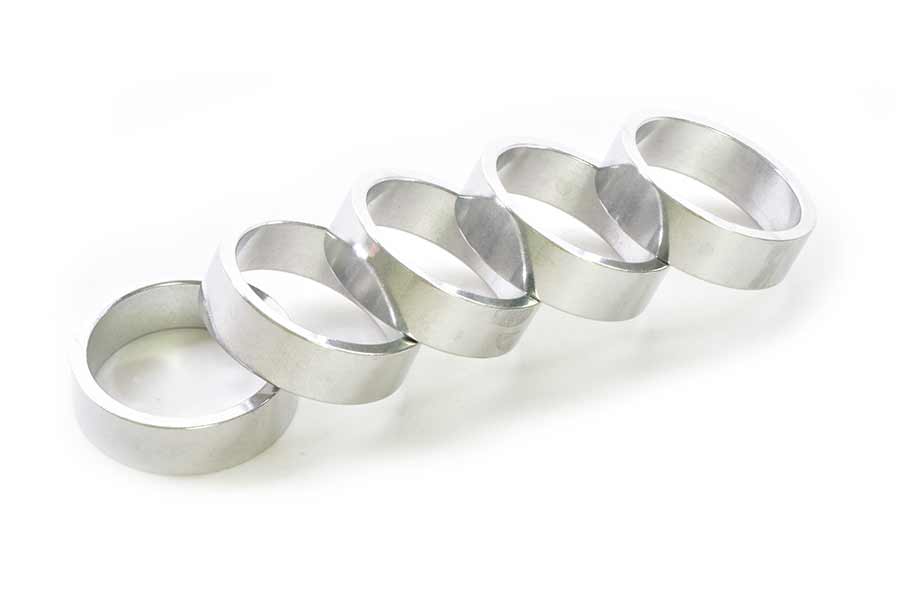 Headset Spacers Wheels Manufacturing Wheels Manufacturing Aluminum Headset Spacer - 1-1/8" 10mm Silver 5-pack Light Gray