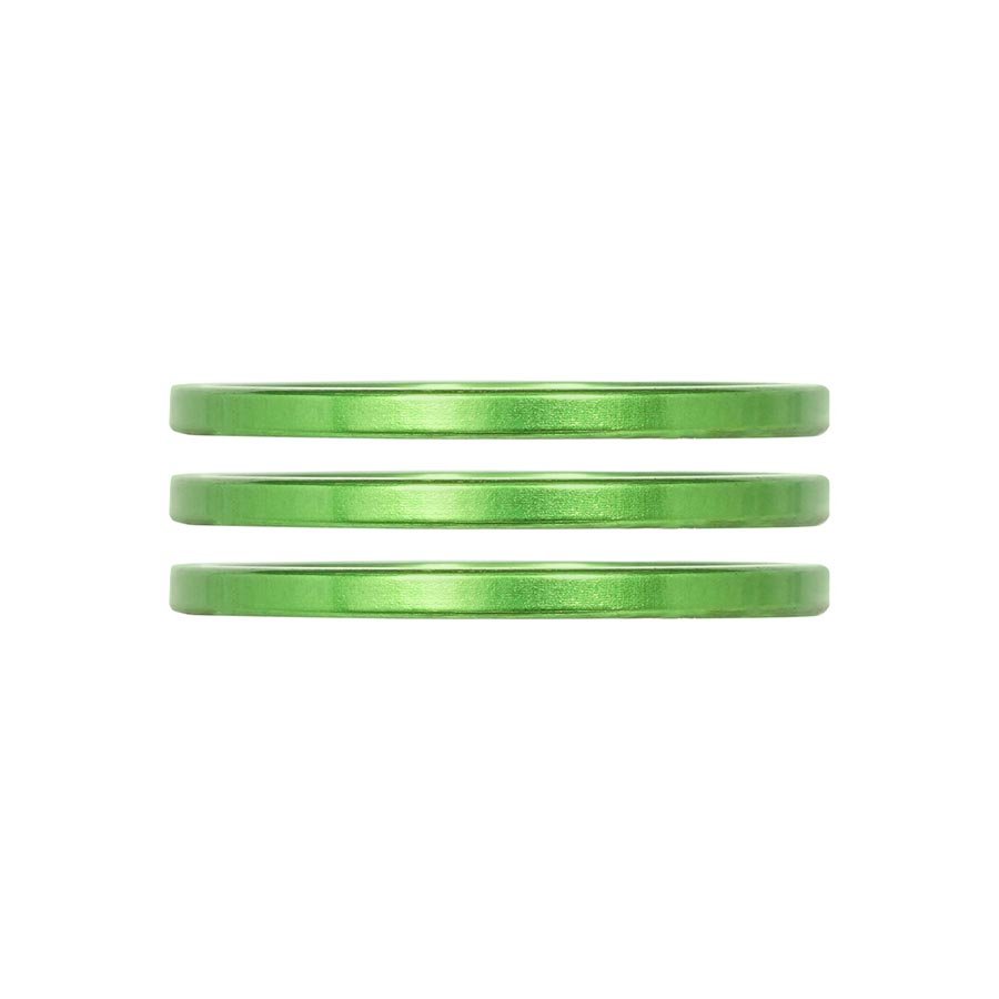 Headset Spacers Industry Nine Industry Nine iRiX Headset Spacer 1-1/8 Height: 2.5mm Aluminum Lime 3pcs Dark Sea Green