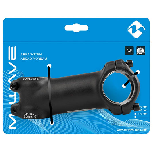 M-Wave ST-M3.1 Stem Diameter: 28.6mm Length: 90mm Steerer: 1-1/8 ±7° Black