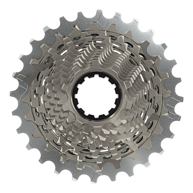Cassettes and Cogs SRAM SRAM RED AXS XG-1290 Cassette - 12 Speed 10-28t Silver For XDR Driver Body D1 Dim Gray