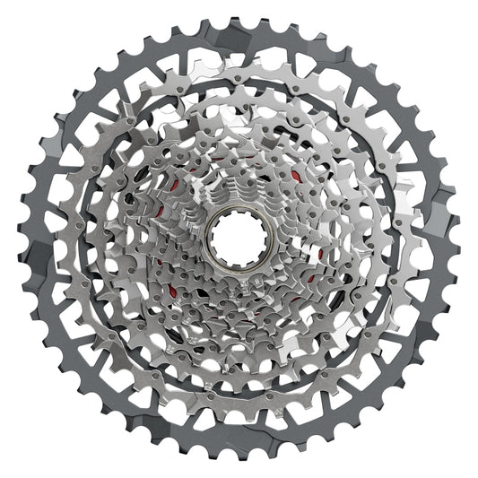 Cassettes and Cogs SRAM SRAM Rival XPLR XG-1351 Cassette - 13-Speed 10-46t For XDR Driver Silver E1 Dim Gray