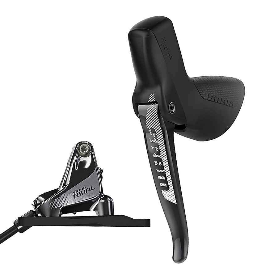 Disc Brake & Lever SRAM SRAM Rival 1 Disc Brake Cable-Actuated Dropper Remote Lever - Left/Front Flat Mount 20mm Offset BLK A1 Dark Slate Gray