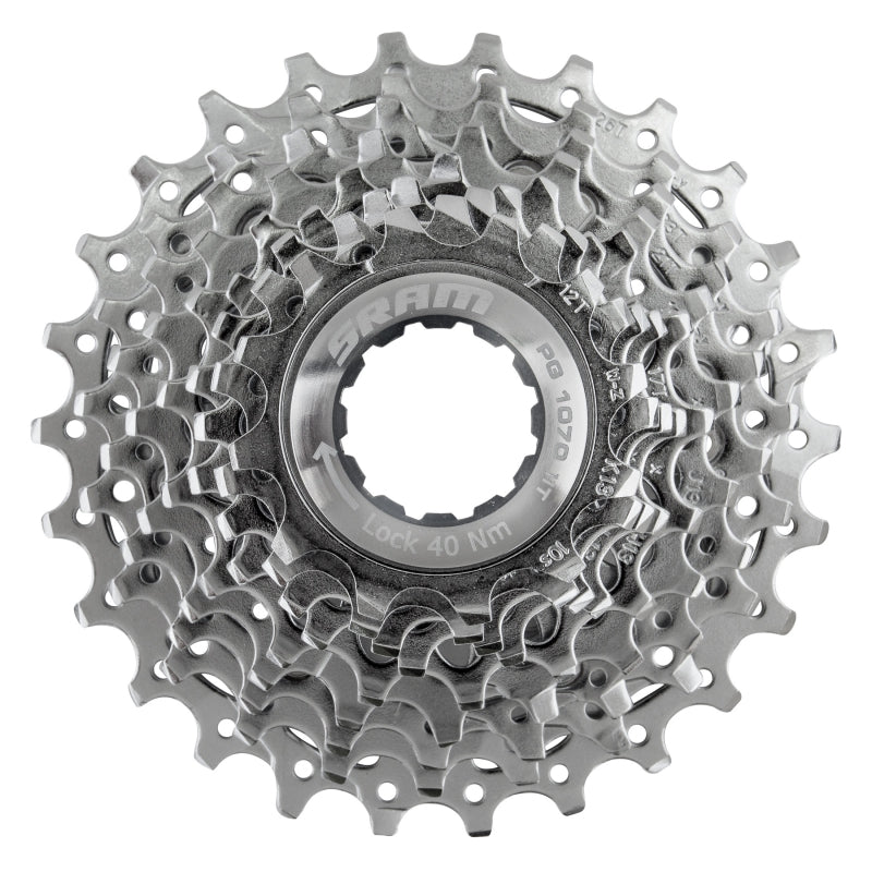 Cassettes and Cogs SRAM SRAM PG-1070 Cassette - 10 Speed 11-28t Silver Light Slate Gray