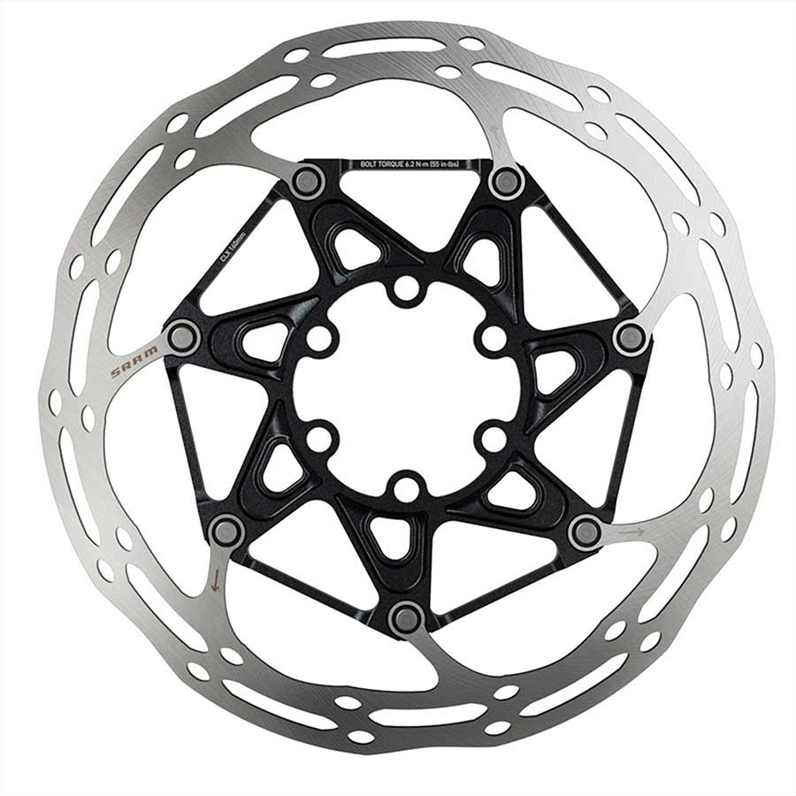 Disc Rotor SRAM SRAM Centerline X Disc Brake Rotor - 180mm 6-Bolt Ti Bolts Silver/Black Light Gray