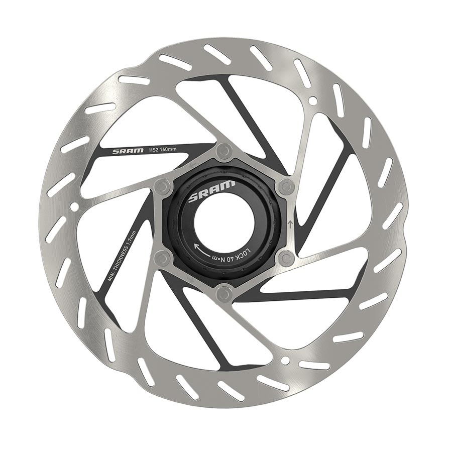 Disc Rotor SRAM SRAM HS2 Disc Brake Rotor - 160mm Center Lock Rounded Silver/Black Dark Gray