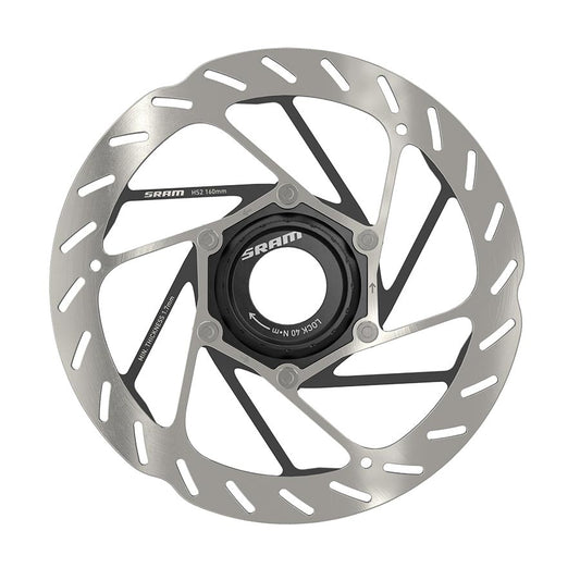 Disc Rotor SRAM SRAM HS2 Disc Brake Rotor - 160mm Center Lock Rounded Silver/Black Dark Gray