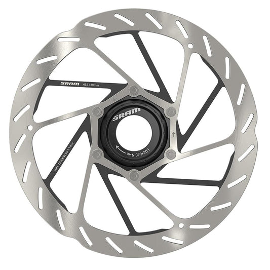Disc Rotor SRAM SRAM HS2 Disc Brake Rotor - 180mm Center Lock Rounded Silver/Black Dark Gray