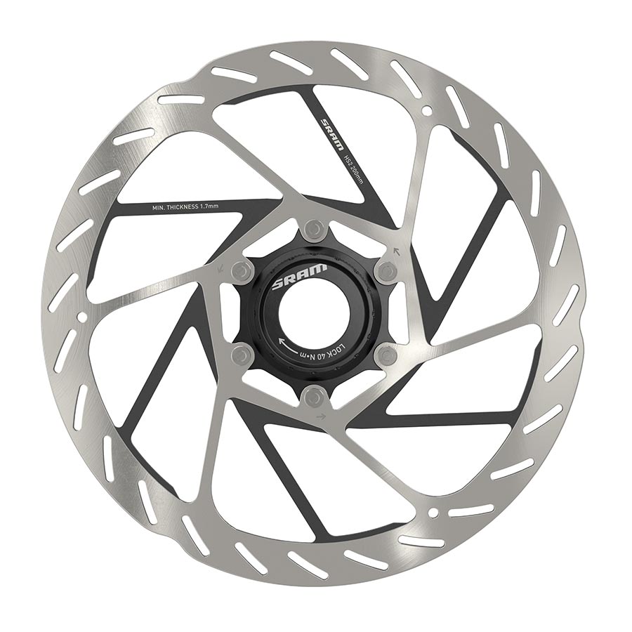 Disc Rotor SRAM SRAM HS2 Disc Brake Rotor - 200mm Center Lock Rounded Silver/Black Dark Gray