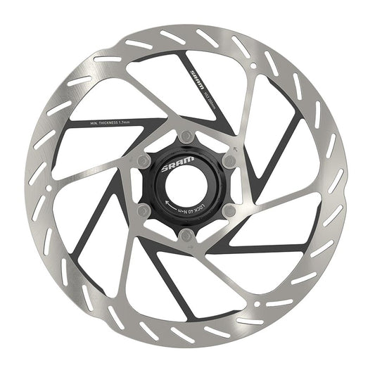 Disc Rotor SRAM SRAM HS2 Disc Brake Rotor - 200mm Center Lock Rounded Silver/Black Dark Gray