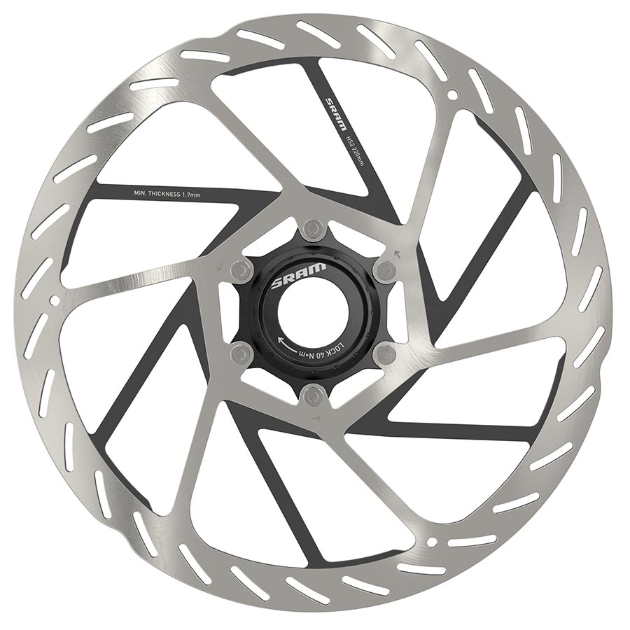 Disc Rotor SRAM SRAM HS2 Disc Brake Rotor - 220mm Center Lock Rounded Silver/Black Dark Gray