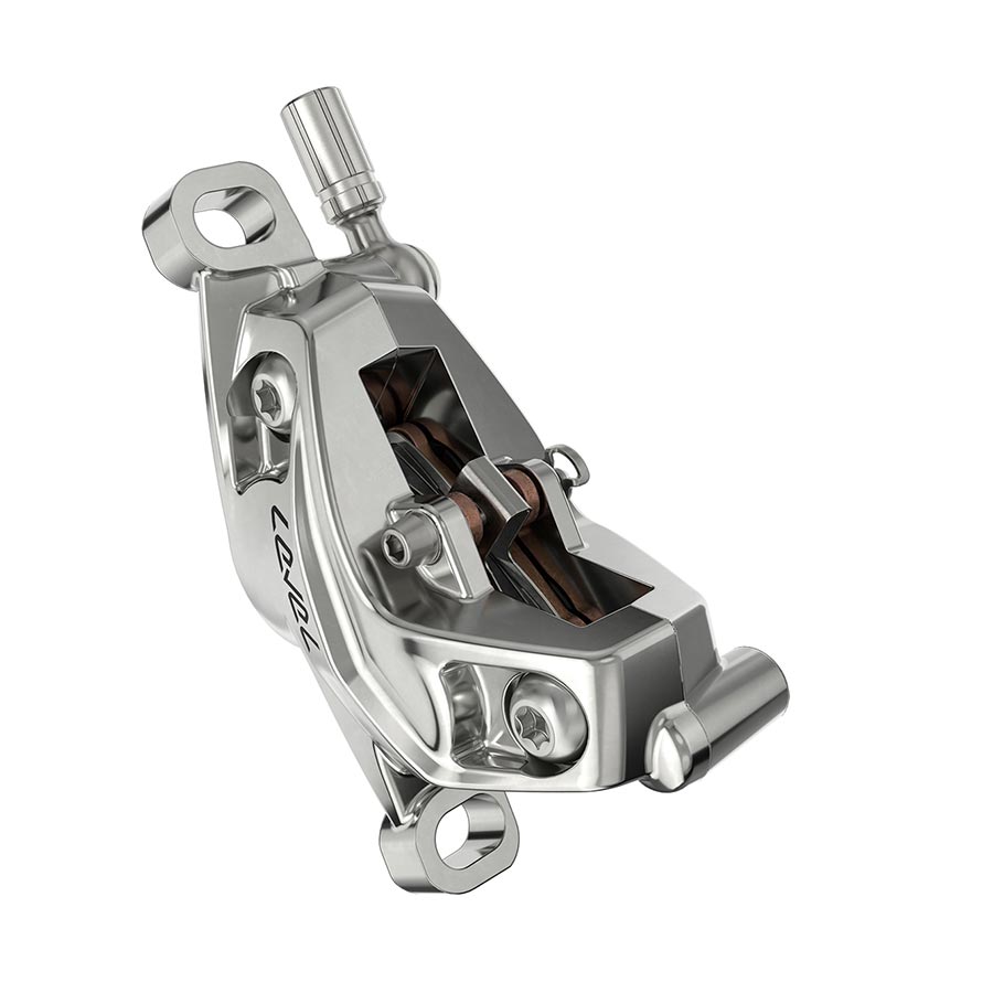 Disc Brake Calipers SRAM SRAM Level Ultimate Stealth Disc Brake Caliper Assembly - Front/Rear Post Mount 4-Piston Silver C1 Gray